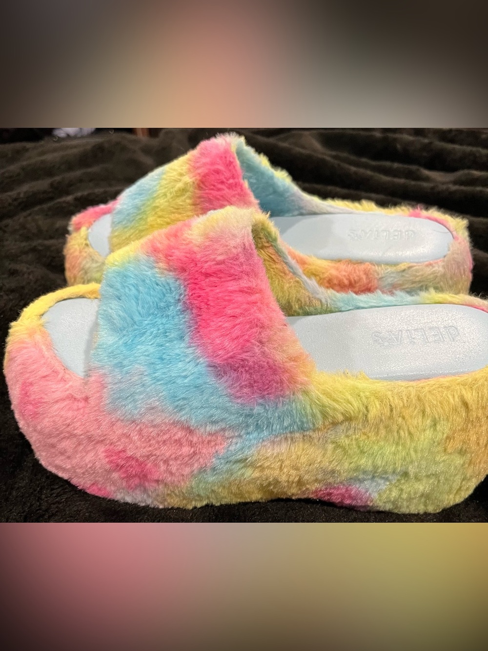 dELiA*s Multicolor Plush
Platform Slippers